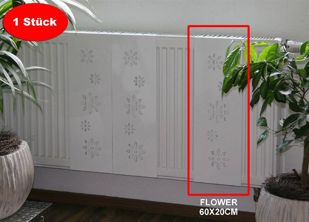 Szagato Heizkörperverkleidung 60x 20cm Design Flower weiß (1 Stück) SZAGATO Heizungsverkleidung Verkleidung Heizkörper Abdeckung Heizkörper Heizungsabdeckung Hotsell