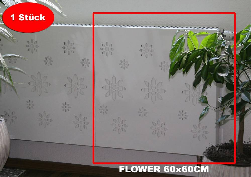 Szagato Heizkörperverkleidung 60x 60cm Design Flower weiß (1 Stück) SZAGATO Heizungsverkleidung Verkleidung Heizkörper Abdeckung Heizkörper Heizungsabdeckung Schlussverkauf