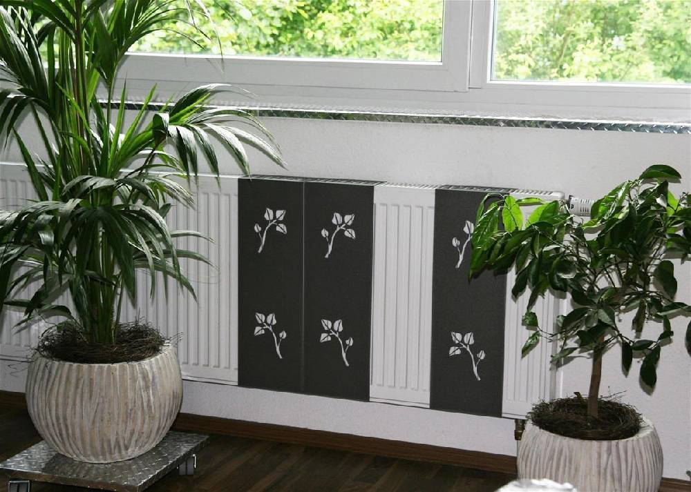 Szagato Heizkörperverkleidung 60x20cm Design Leaves anthrazit moon SET=3 Stück SZAGATO Heizungsverkleidung Verkleidung Heizkörper Abdeckung für Heizkörper Fabrikverkauf