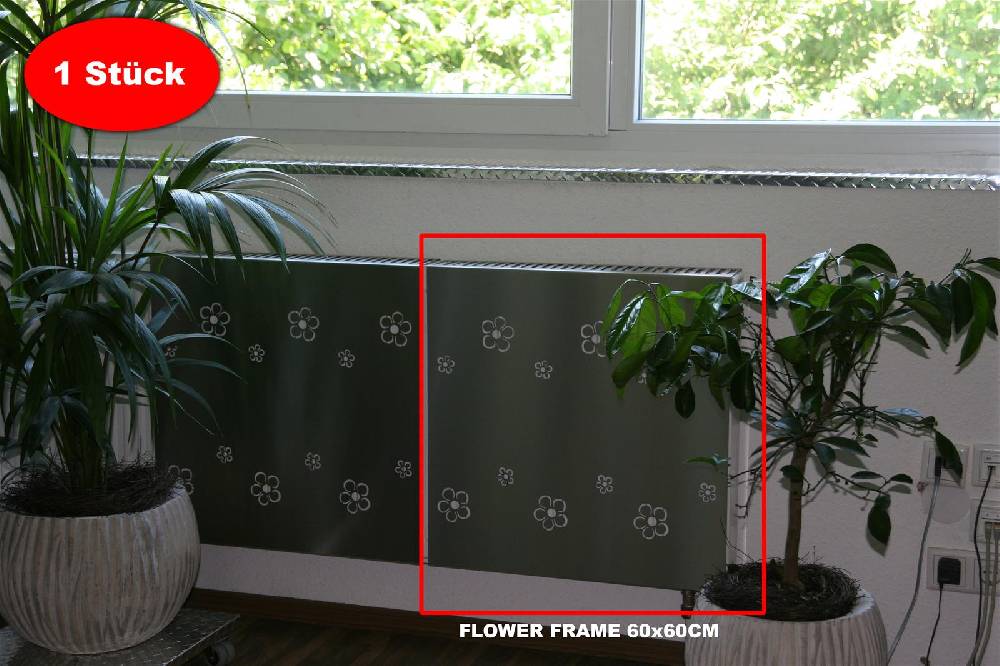 Szagato Heizkörperverkleidung Edelstahl 60 x 60cm Design Flower Frame (1 Stück) SZAGATO Heizungsverkleidung Verkleidung Heizkörper Abdeckung für Heizkörper Fabrik Onlineshop