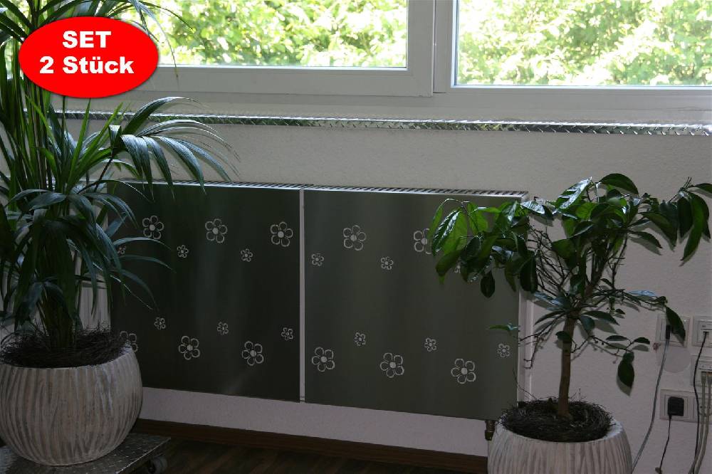 Szagato Heizkörperverkleidung Edelstahl 60 x 60cm Design Flower Frame (2 Stück) SZAGATO Heizungsverkleidung Verkleidung Heizkörper Abdeckung für Heizkörper Fabrikpreis