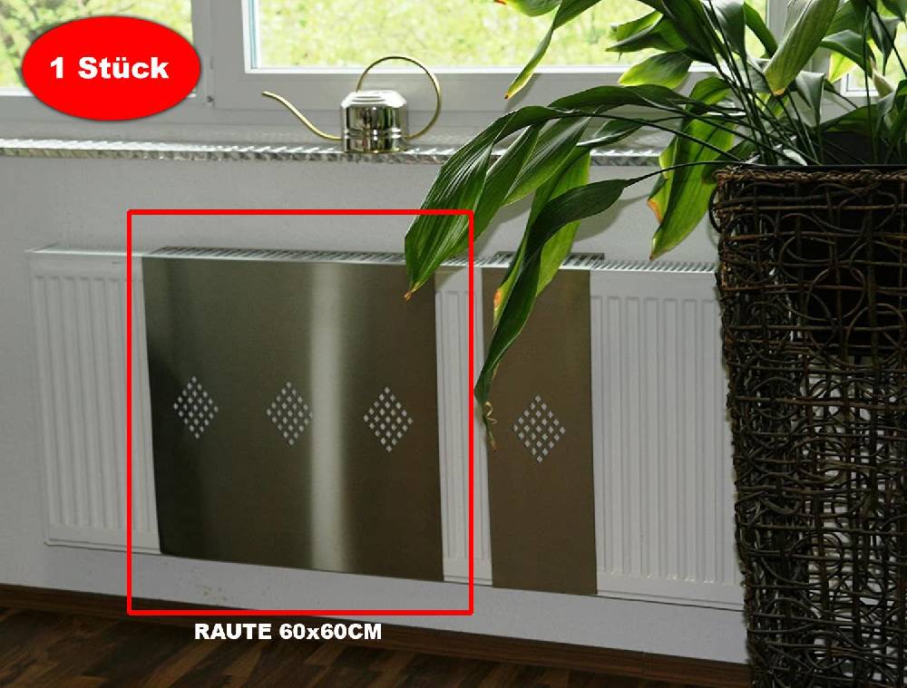 Szagato Heizkörperverkleidung Edelstahl 60 x 60cm Design Raute (1 Stück) SZAGATO Heizungsverkleidung Verkleidung Heizkörper Abdeckung für Heizkörper Sonderangebot