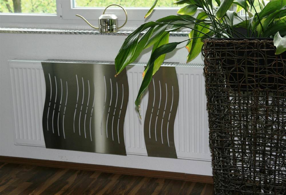 Szagato Heizkörperverkleidung Edelstahl 60 x 60cm Design Wave (1 Stück) SZAGATO Heizungsverkleidung Verkleidung Heizkörper Abdeckung für Heizkörper