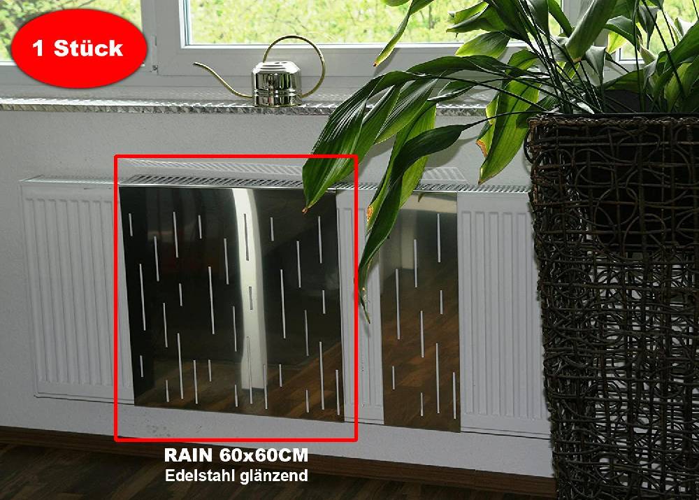 Szagato Heizkörperverkleidung Edelstahl glänzend 60 x 60cm Design Rain (1 Stück) SZAGATO Heizungsverkleidung Verkleidung Heizkörper Abdeckung für Heizkörper Flash Sale