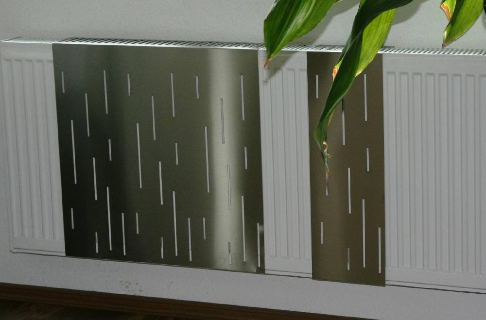 Szagato Heizkörperverkleidung Edelstahl matt 60 x 20cm Design Rain (SET=3 Stück) SZAGATO Heizungsverkleidung Verkleidung Heizkörper Abdeckung für Heizkörper Preisnachlass