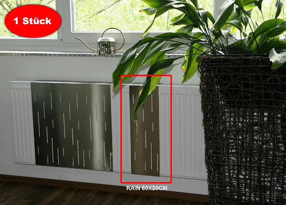 Szagato Heizkörperverkleidung Edelstahl matt 60 x 60cm Design Rain (1 Stück) SZAGATO Heizungsverkleidung Verkleidung Heizkörper Abdeckung für Heizkörper Saisonschlussverkauf