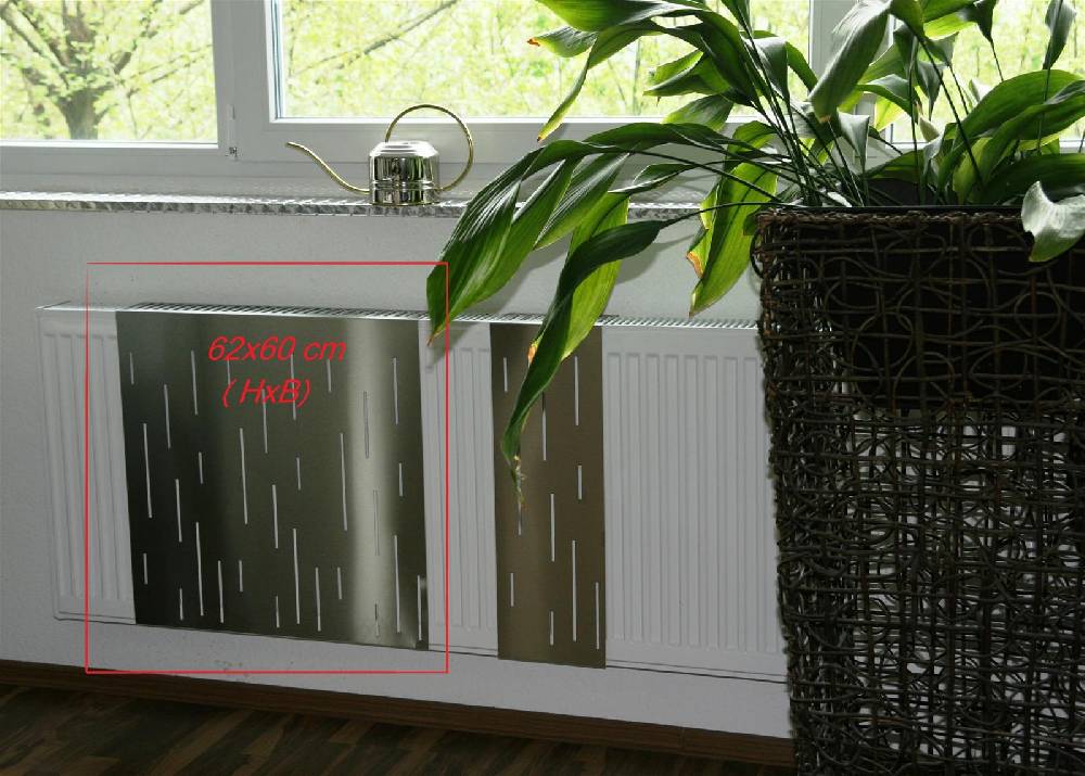 Szagato Heizkörperverkleidung Edelstahl matt 60 x 60cm Design Rain (1 Stück) SZAGATO Heizungsverkleidung Verkleidung Heizkörper Abdeckung für Heizkörper Saisonschlussverkauf