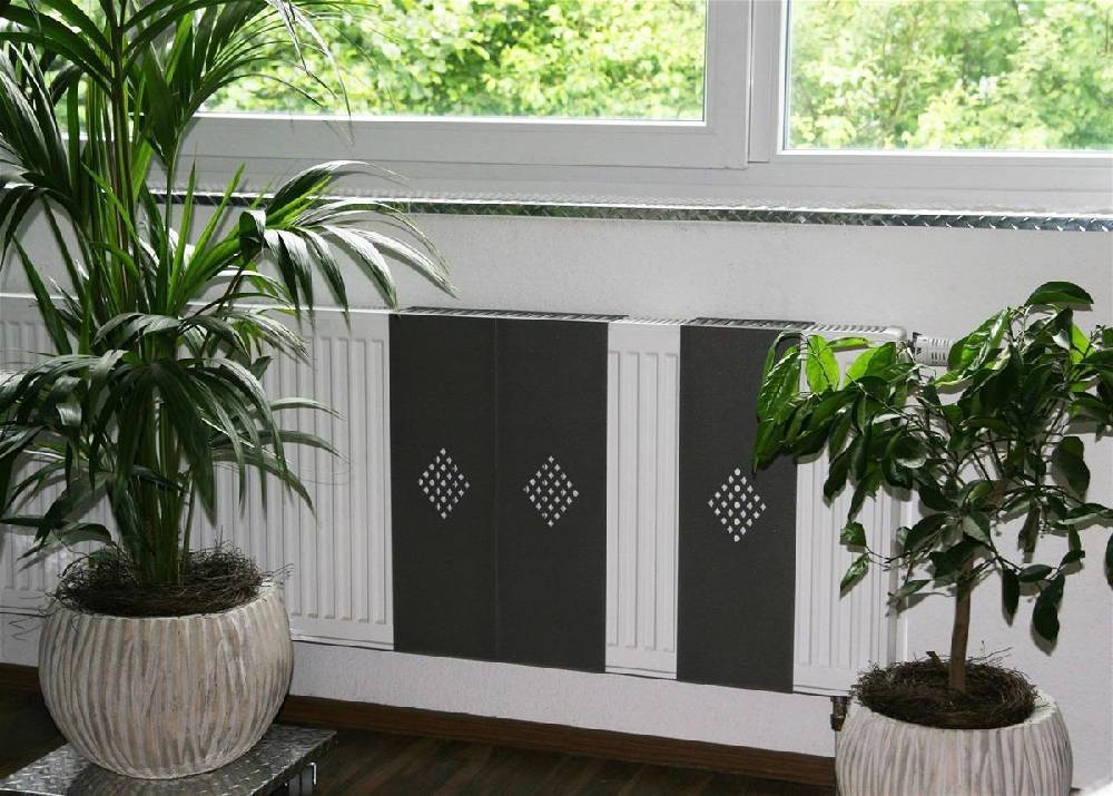 Szagato Heizkörperverkleidung 60 x 20cm Design Raute anthrazit (SET= 3 Stück) SZAGATO Heizungsverkleidung Verkleidung Heizkörper Abdeckung für Heizkörper Weihnachtsangebot