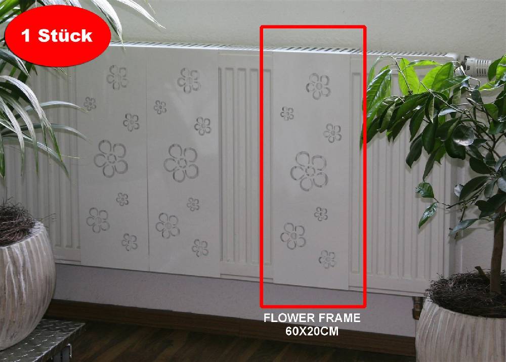 Szagato Heizkörperverkleidung 60 x 20cm Flower Frame weiß (1 Stück) SZAGATO Heizungsverkleidung Verkleidung Heizkörper Abdeckung Heizkörper Heizungsabdeckung Jubiläumsangebot