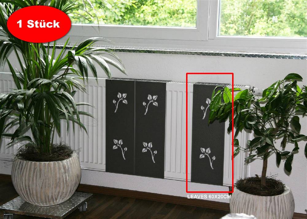 Szagato Heizkörperverkleidung 60 x 20cm Leaves anhrazit (1 Stück) SZAGATO Heizungsverkleidung Verkleidung Heizkörper Abdeckung Heizkörper Heizungsabdeckung Lagerräumung