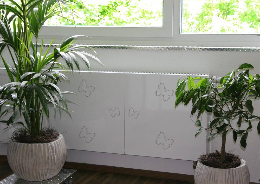 Szagato Heizkörperverkleidung 60 x 60cm Butterfly weiß (1 Stück) SZAGATO Heizungsverkleidung Verkleidung Heizkörper Abdeckung Heizkörper Heizungsabdeckung