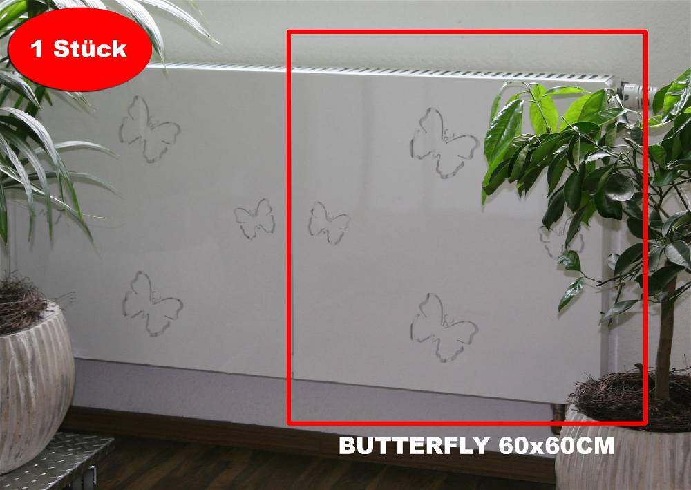Szagato Heizkörperverkleidung 60 x 60cm Butterfly weiß (1 Stück) SZAGATO Heizungsverkleidung Verkleidung Heizkörper Abdeckung Heizkörper Heizungsabdeckung Neueste Mode