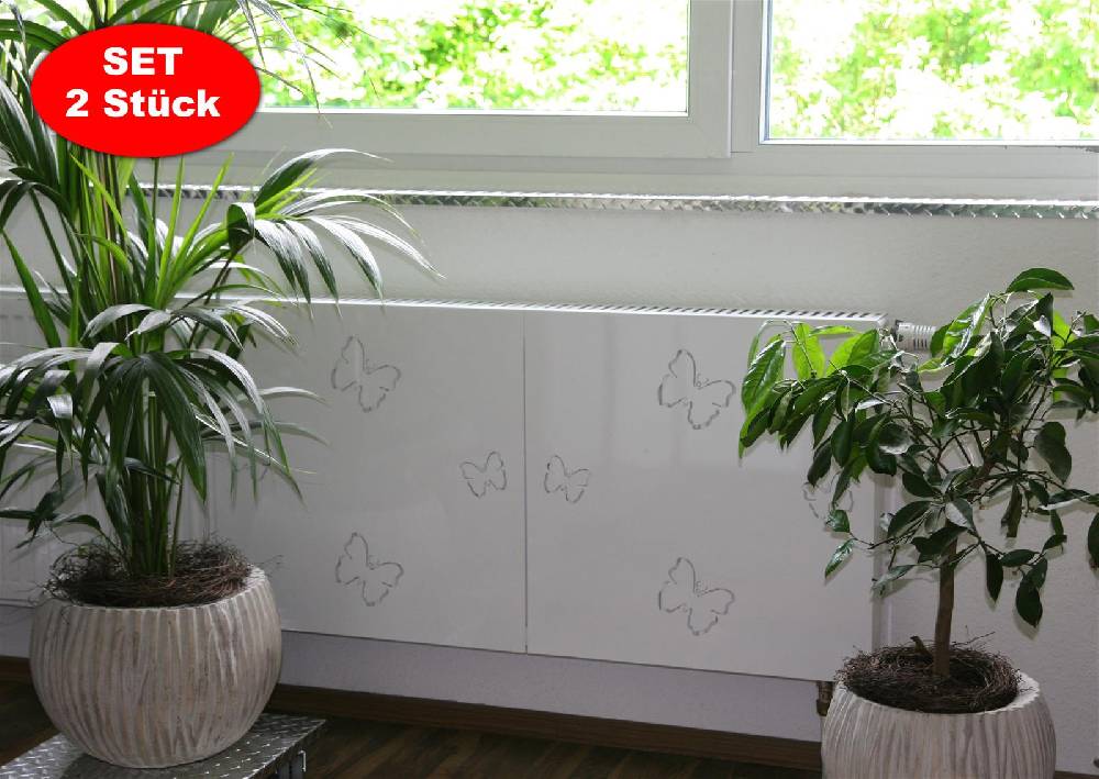 Szagato Heizkörperverkleidung 60 x 60cm Design Butterfly weiß (SET= 2 Stück) SZAGATO Heizungsverkleidung Verkleidung Heizkörper Abdeckung für Heizkörper Online Outlet