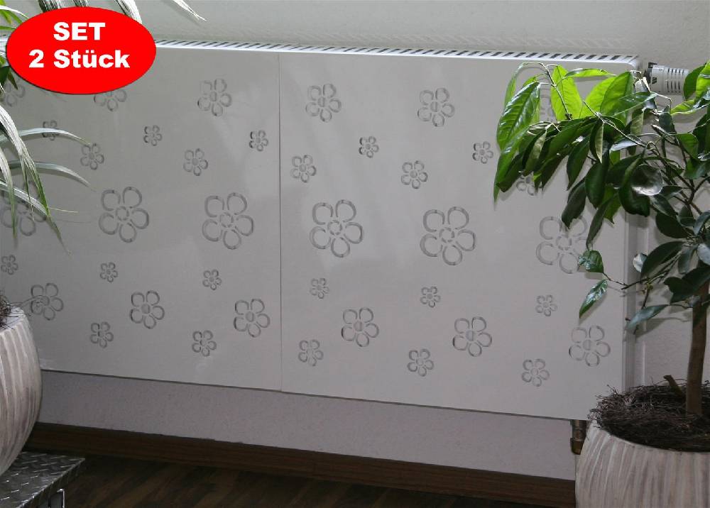 Szagato Heizkörperverkleidung 60 x 60cm Design Flower Frame weiß (SET=2 Stück) SZAGATO Heizungsverkleidung Verkleidung Heizkörper Abdeckung für Heizkörper Zeitlich begrenztes Angebot