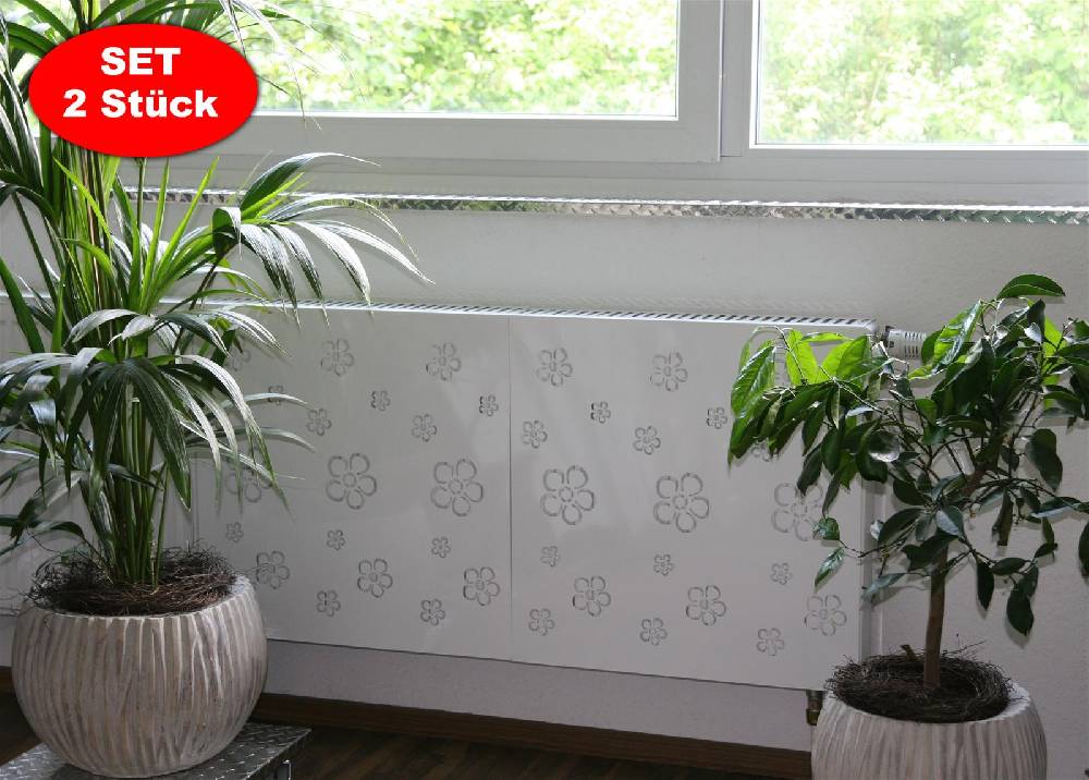 Szagato Heizkörperverkleidung 60 x 60cm Design Flower Frame weiß (SET=2 Stück) SZAGATO Heizungsverkleidung Verkleidung Heizkörper Abdeckung für Heizkörper Zeitlich begrenztes Angebot