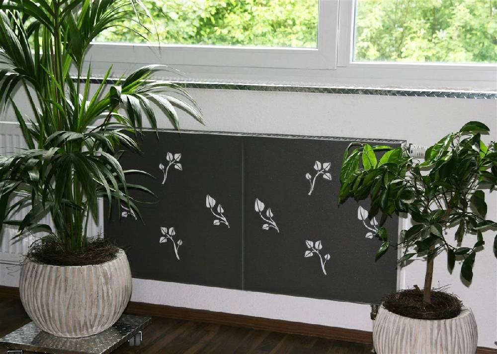 Szagato Heizkörperverkleidung 60 x 60cm Design Leaves silber (SET= 2 Stück) SZAGATO Heizungsverkleidung Verkleidung Heizkörper Abdeckung für Heizkörper Blitzangebot