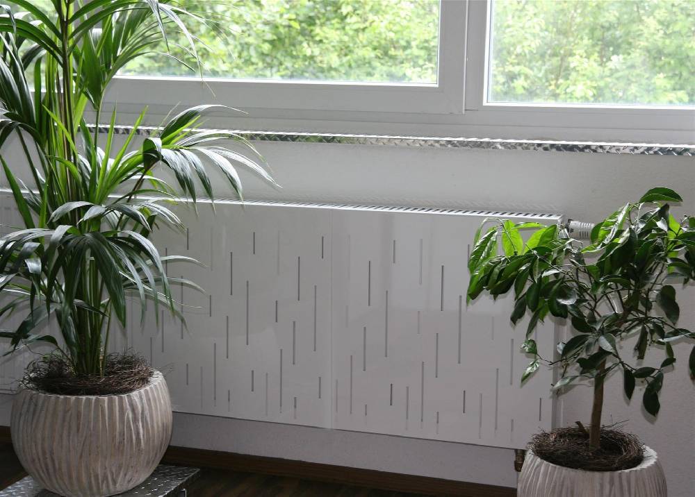 Szagato Heizkörperverkleidung 60 x 60cm Design Rain weiß (1 Stück) SZAGATO Heizungsverkleidung Verkleidung Heizkörper Abdeckung Heizkörper Heizungsabdeckung Neuheiten