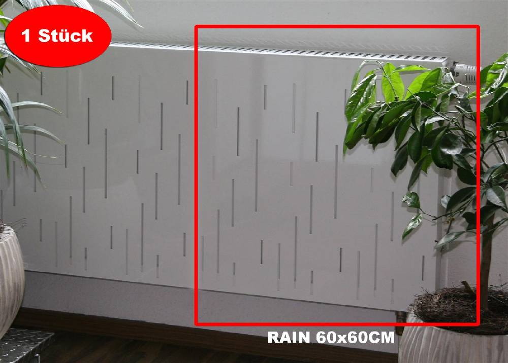 Szagato Heizkörperverkleidung 60 x 60cm Design Rain weiß (1 Stück) SZAGATO Heizungsverkleidung Verkleidung Heizkörper Abdeckung Heizkörper Heizungsabdeckung Neuheiten