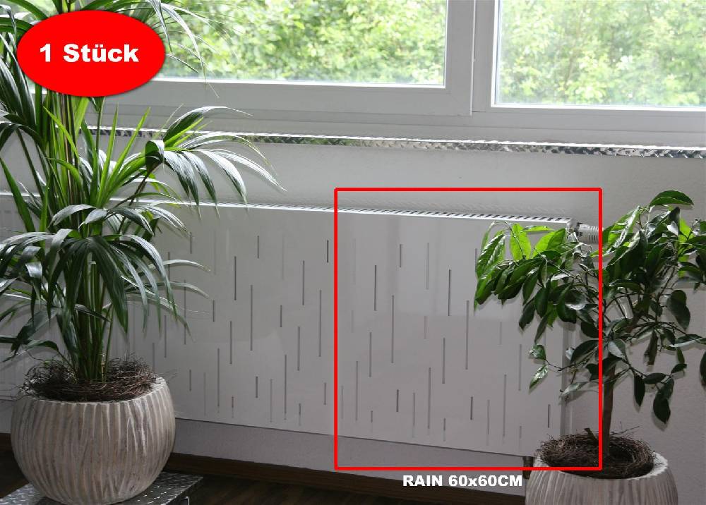 Szagato Heizkörperverkleidung 60 x 60cm Design Rain weiß (1 Stück) SZAGATO Heizungsverkleidung Verkleidung Heizkörper Abdeckung Heizkörper Heizungsabdeckung Neuheiten