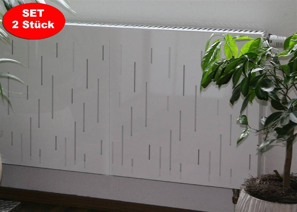 Szagato Heizkörperverkleidung 60 x 60cm Design Rain weiß (SET=2 Stück) SZAGATO Heizungsverkleidung Verkleidung Heizkörper Abdeckung für Heizkörper Bestseller