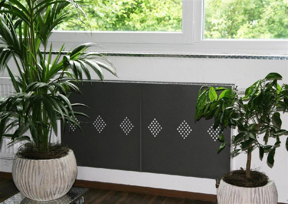 Szagato Heizkörperverkleidung 60 x 60cm Design Raute antharzit (SET= 2 Stück) SZAGATO Heizungsverkleidung Verkleidung Heizkörper Abdeckung für Heizkörper Saisonale Angebote