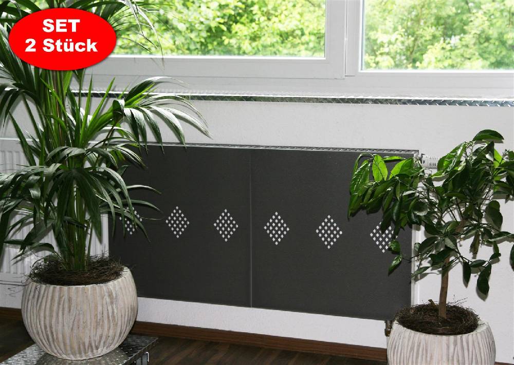 Szagato Heizkörperverkleidung 60 x 60cm Design Raute antharzit (SET= 2 Stück) SZAGATO Heizungsverkleidung Verkleidung Heizkörper Abdeckung für Heizkörper Saisonale Angebote