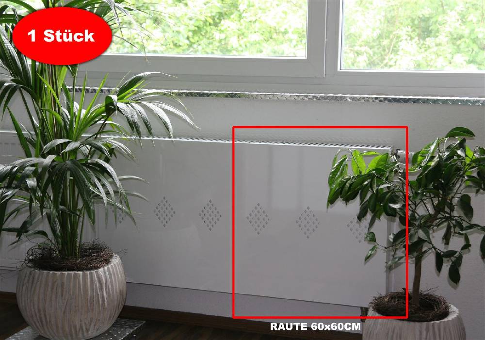 Szagato Heizkörperverkleidung 60 x 60cm Design Raute weiß (1 Stück) SZAGATO Heizungsverkleidung Verkleidung Heizkörper Abdeckung Heizkörper Heizungsabdeckung Räumungsverkauf
