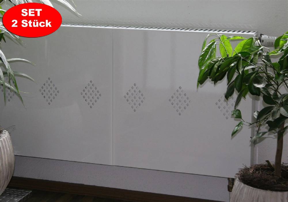 Szagato Heizkörperverkleidung 60 x 60cm Design Raute weiß (SET= 2 Stück) SZAGATO Heizungsverkleidung Verkleidung Heizkörper Abdeckung für Heizkörper Kauf eins, bekomm eins gratis