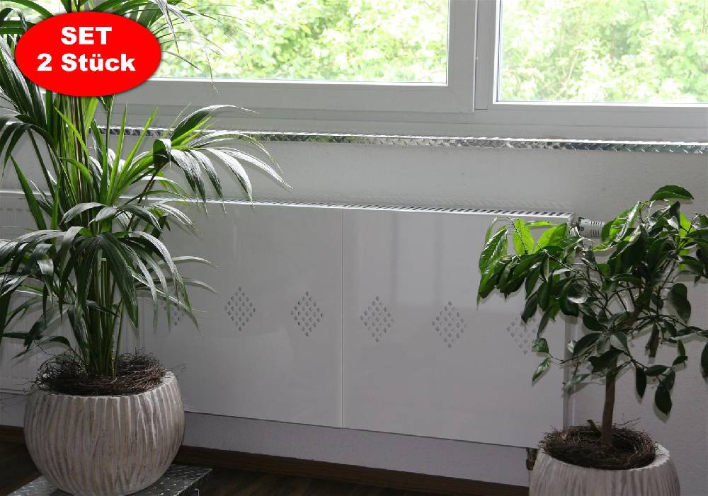 Szagato Heizkörperverkleidung 60 x 60cm Design Raute weiß (SET= 2 Stück) SZAGATO Heizungsverkleidung Verkleidung Heizkörper Abdeckung für Heizkörper Kauf eins, bekomm eins gratis