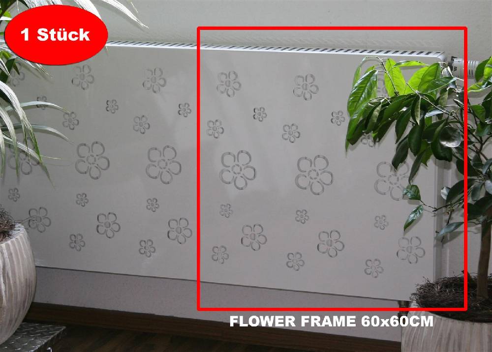 Szagato Heizkörperverkleidung 60 x 60cm Flower Frame weiß (1 Stück) SZAGATO Heizungsverkleidung Verkleidung Heizkörper Abdeckung Heizkörper Heizungsabdeckung Tägliche Deals