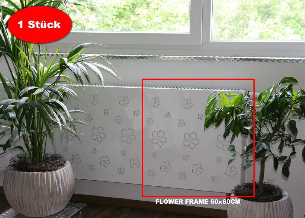 Szagato Heizkörperverkleidung 60 x 60cm Flower Frame weiß (1 Stück) SZAGATO Heizungsverkleidung Verkleidung Heizkörper Abdeckung Heizkörper Heizungsabdeckung Tägliche Deals