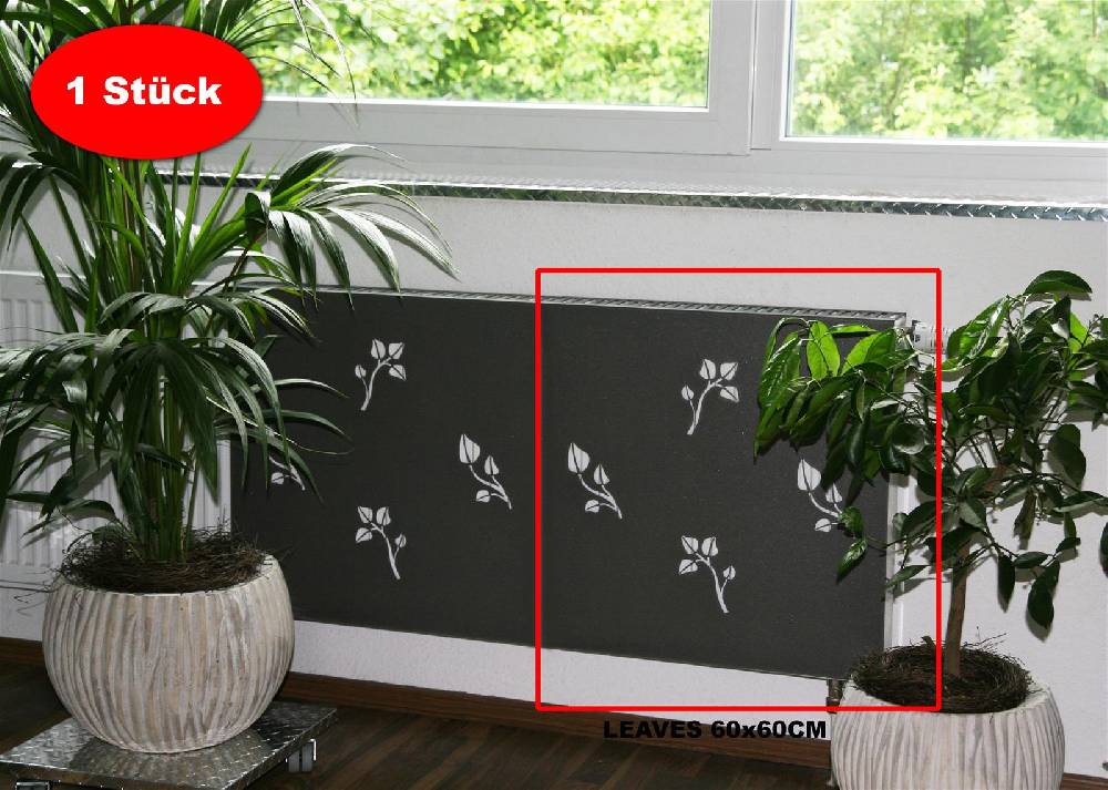 Szagato Heizkörperverkleidung 60 x 60cm Leaves anthrazit (1 Stück) SZAGATO Heizungsverkleidung Verkleidung Heizkörper Abdeckung Heizkörper Heizungsabdeckung Sonderangebote