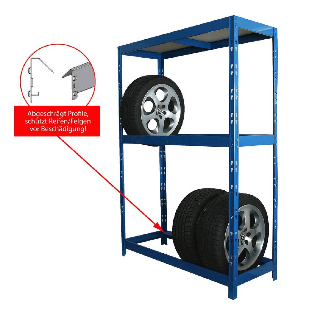 Szagato Reifenregal Felgenregal SZAGATO 180x130x50cm blau 1 Boden 8 Reifen bis 22 Zoll 120kg/Boden Räderregal Räderregale Regal Felgen in Garage Garagenregal Günstiger Verkauf