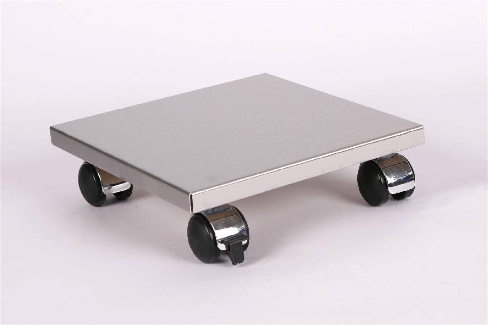 Szagato Rollbrett Pflanzenroller 30x30cm Edelstahl 120kg Chromrollen + Bremse SZAGATO Made in Germany Blumenuntersetzer Möbelroller Outdoor Blumenroller Rabatt