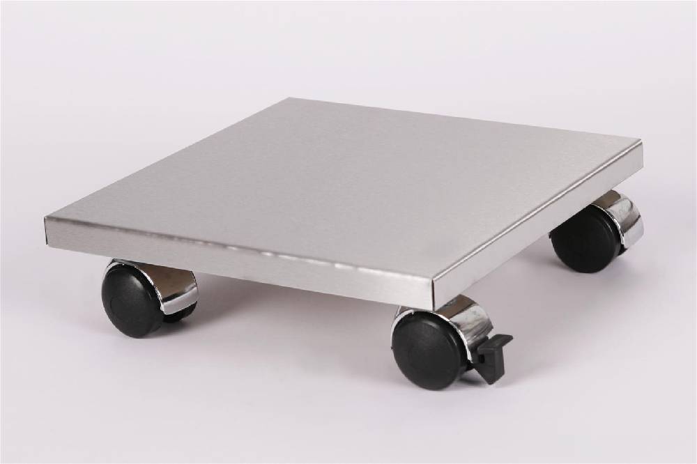 Szagato Rollbrett Pflanzenroller 30x30cm Edelstahl 120kg Chromrollen + Bremse SZAGATO Made in Germany Blumenuntersetzer Möbelroller Outdoor Blumenroller Rabatt