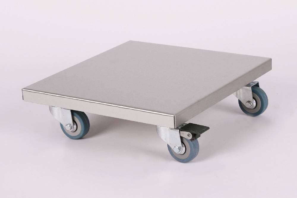 Szagato Rollbrett Pflanzenroller 30x30cm Edelstahl 150kg PU-Rolle + Bremse SZAGATO Made in Germany Blumenuntersetzer Möbelroller Outdoor Blumenroller Versandkostenfrei