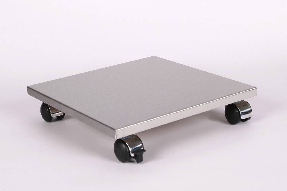 Szagato Rollbrett Pflanzenroller 40x40cm Edelstahl 120kg Chromrollen + Bremse SZAGATO Made in Germany Blumenuntersetzer Möbelroller Outdoor Blumenroller Osterangebot