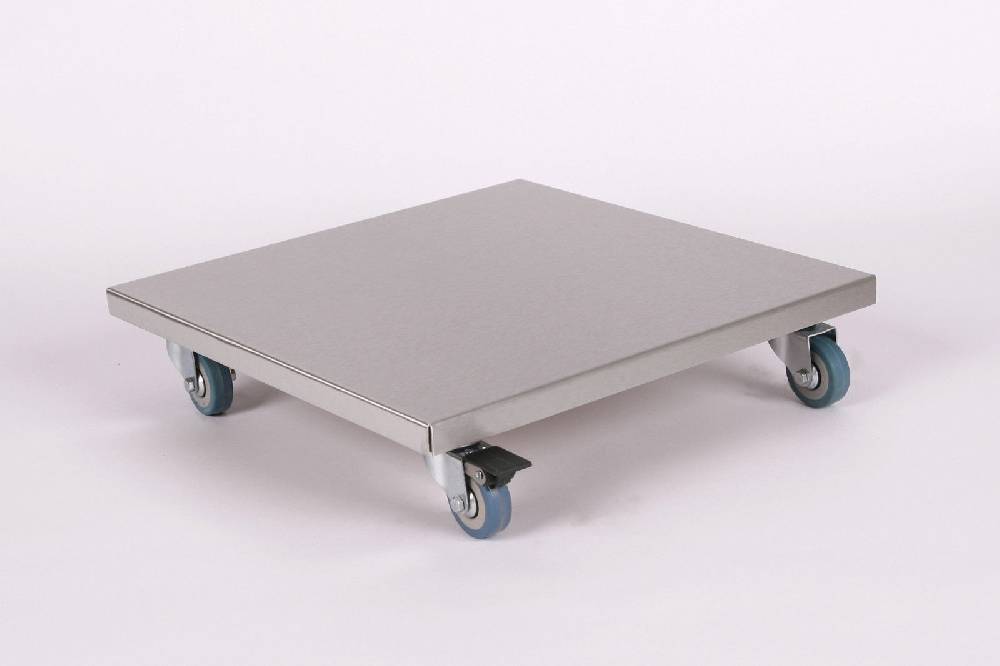 Szagato Rollbrett Pflanzenroller 40x40cm Edelstahl 150 kg PU-Rolle SZAGATO Made in Germany Blumenuntersetzer Möbelroller Outdoor Blumenroller Transportroller Muttertagsangebot