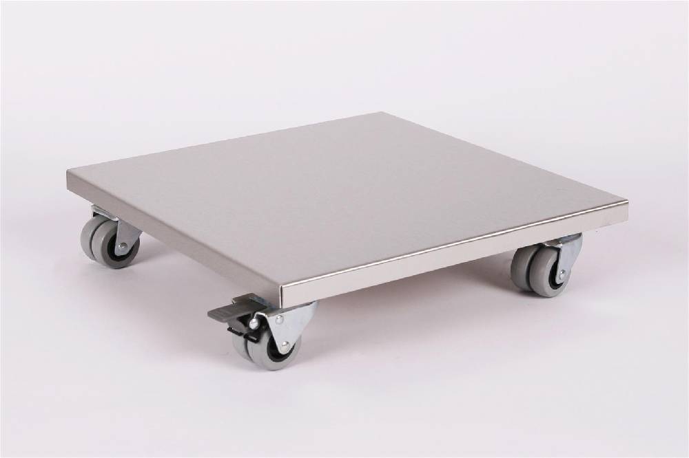 Szagato Rollbrett Pflanzenroller 40x40cm Edelstahl 300kg Doppelrollen + Bremse SZAGATO Made in Germany Blumenuntersetzer Möbelroller Outdoor Blumenroller Jubiläumsangebot