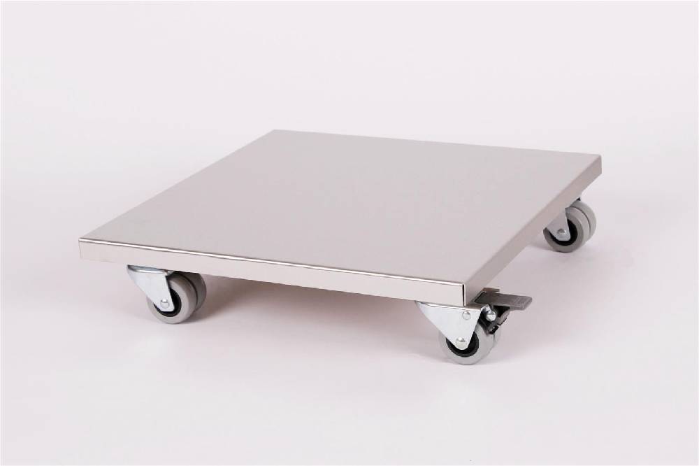 Szagato Rollbrett Pflanzenroller 40x40cm Edelstahl 300kg Doppelrollen + Bremse SZAGATO Made in Germany Blumenuntersetzer Möbelroller Outdoor Blumenroller Jubiläumsangebot