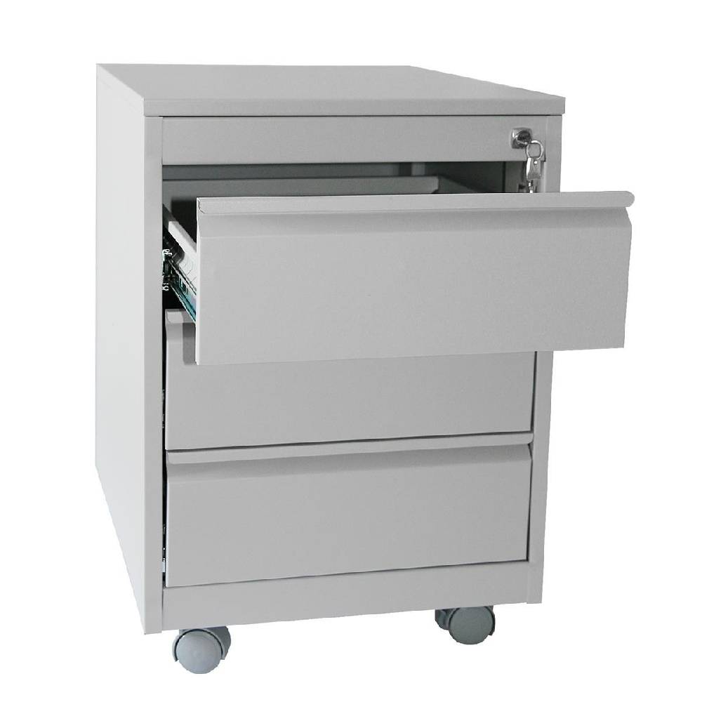 Szagato Rollcontainer Stahl Profi 3 Schubladen HxBxT 60x46x60cm lichtgrau SZAGATO Bürocontainer Schreibtisch UnterschrankRollcontainers Rollcontainer Büro Große Rabatte