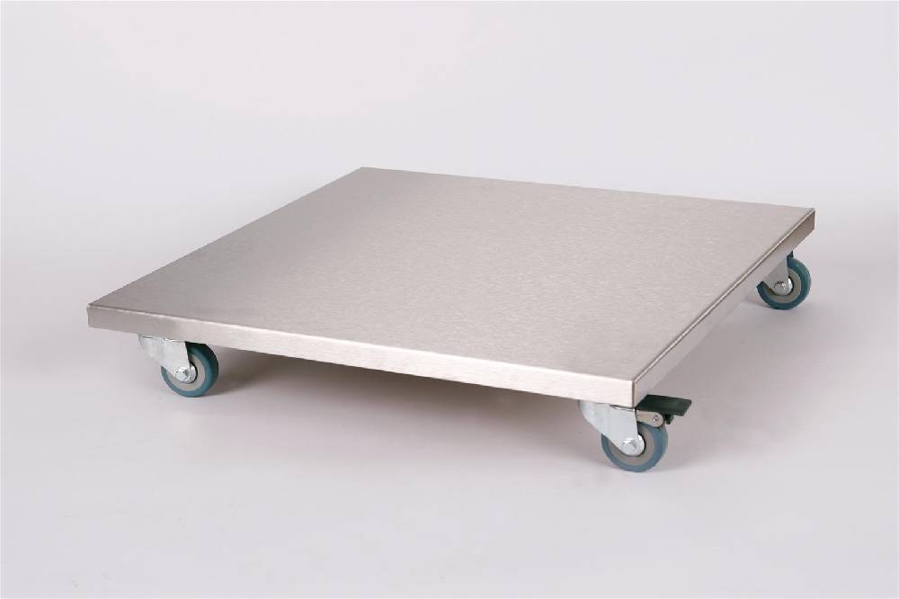 Szagato Rollbrett Pflanzenroller 50x50cm Edelstahl 150kg PU-Rolle + Bremse SZAGATO Made in Germany Blumenuntersetzer Möbelroller Blumenroller Transportroller Sonderangebot der Fabrik