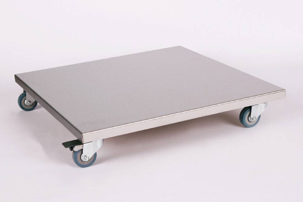 Szagato Rollbrett Pflanzenroller 50x50cm Edelstahl 150kg PU-Rolle + Bremse SZAGATO Made in Germany Blumenuntersetzer Möbelroller Blumenroller Transportroller Sonderangebot der Fabrik