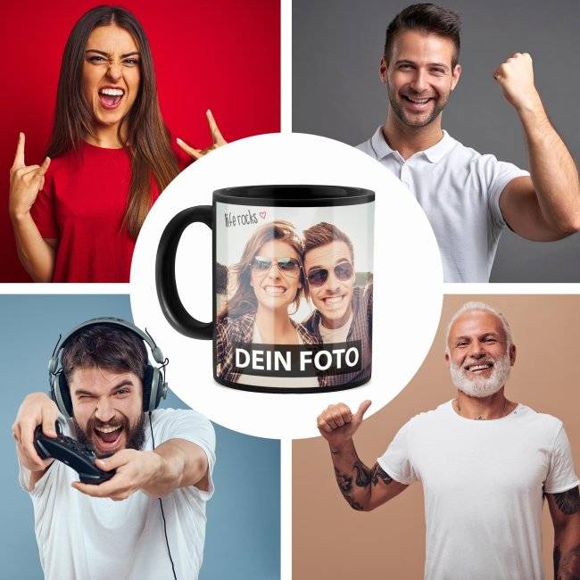 ﻿Tassendruck Schwarze Fototasse Lagerräumung