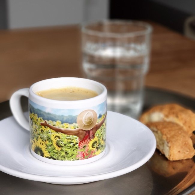 Tassendruck Espresso Henkel Rund mit Unterteller Tiefpreis