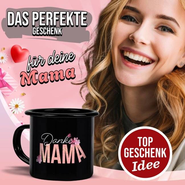 Tassendruck Emaille- schwarz - Danke Mama - mit Foto bedruckt Bis zu 50% Rabatt