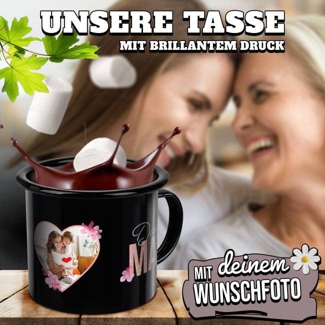 Tassendruck Emaille- schwarz - Danke Mama - mit Foto bedruckt Bis zu 50% Rabatt