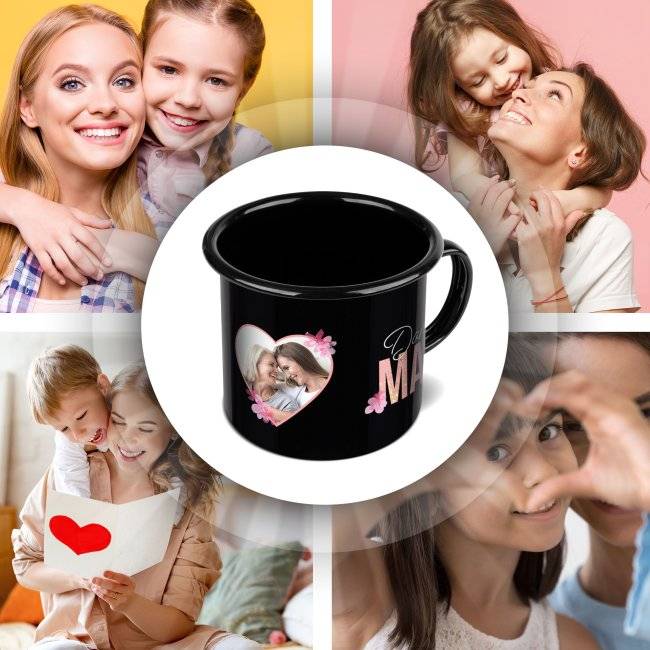 Tassendruck Emaille- schwarz - Danke Mama - mit Foto bedruckt Bis zu 50% Rabatt
