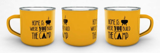 Tassendruck Emailletasse gelb Rand silber Discount Store für neue Produkte