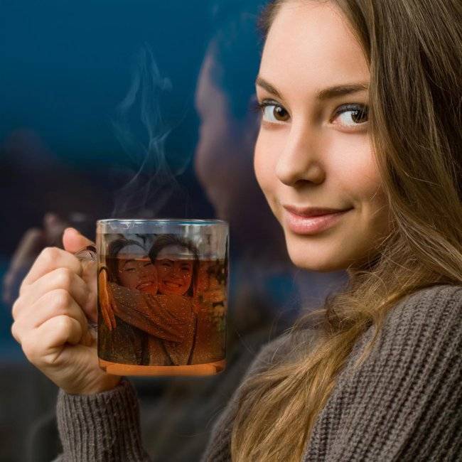 Tassendruck Glastasse klar Fabrikladen